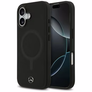 Mercedes gludas ādas magnētiskais viedtālruņa apvalks iPhone 17 - melns