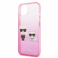 Karl Lagerfeld Gradient Ikonik Karl&Choupette viedtālruņa apvalks iPhone 13 mini – rozā