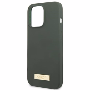 Guess Silikona Logo Plate Magnētiskais apvalks iPhone 13 Pro / iPhone 13 - zaļš