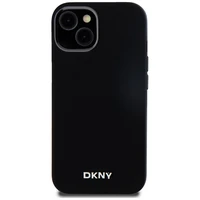 DKNY Šķidrs silikona mazs metāla logotips magnētiskais viedtālruņa apvalks iPhone 14/15/13 - melns