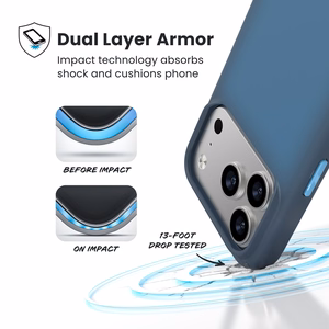 Speck Presidio Lux MagSafe vāciņš ierīcei iPhone 17 Pro, “Deep Sea Fade / Black / Spell Blue” krāsā