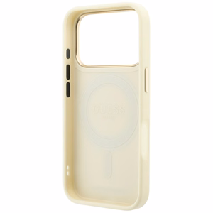 Guess Ring Stand 360 Grained Classic Logo MagSafe vāciņš iPhone 18 Pro Max / 17 Pro Max – bēšs