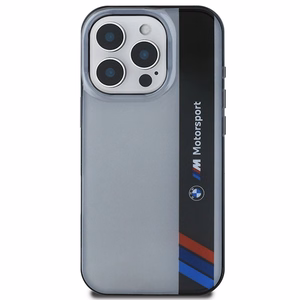BMW Motosport IML vertikālā svītra iPhone 16 Pro apvalks - pelēks