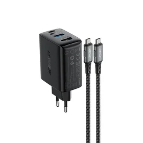 Acefast 2in1 lādētājs GaN 65W USB Type C / USB, HDMI adapteris 4K 60Hz (komplekts ar kabeli) melns (A17 melns)