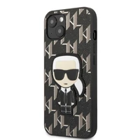 Karl Lagerfeld KLHCP13SPMNIKBK iPhone 13 mini 5.4" cietais apvalks melns/melns Monogramma Ikonik Plāksteris