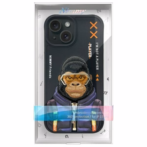 Nimmy Cool&Cute 2.0 Pērtiķa viedtālruņa apvalks iPhone 15 - melns