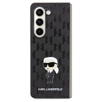 Karl Lagerfeld Saffiano Monogram Ikonik Pin viedtālruņa apvalks Samsung Galaxy Z Fold 5 - melns