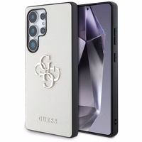 Guess Graudains Liels 4G Logotips Mazs Klasiskais Logotips Viedtālruņa apvalks Samsung Galaxy S25 Ultra bēša