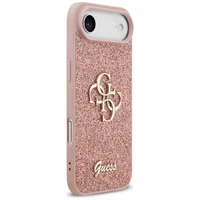 Oriģinālais apvalks GUESS 4G Liels logotips ar fiksētu glitter dizainu iPhone 17 Air rozā
