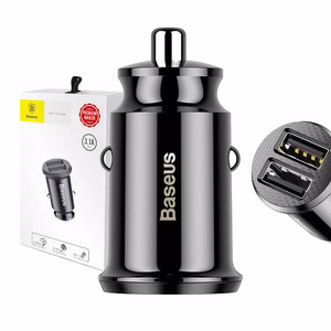 Baseus Grain automašīnas lādētājs 2x USB 5V 3,1A, melns