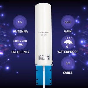 Qoltec 57044 4G LTE DUAL visvirzienu āra antena, 5 dBi