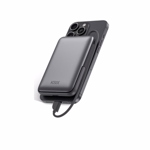 Ksix магнитный внешний аккумулятор 10000 mAh, 22.5W для iPhone и Apple Watch, серый