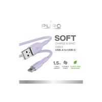 Puro Soft USB-A - USB-C kabelis 1.5m - violets