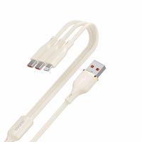 Dudao L7SE 3in1 USB-A - 2x USB-C / Lightning kabelis 66W 1.2m - bēšs