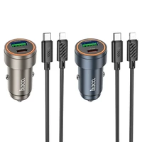 Automobiļa lādētājs Hoco USB A + USB C QC3.0 PD 30W + kabelis USB C uz Lightning Z57A melns