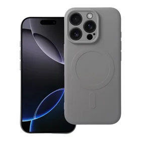Silikona magnētiskais viedtālruņa apvalks, saderīgs ar MagSafe, iPhone 16 Pro, titāna pelēks