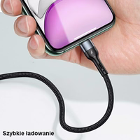 USAMS Pīts kabelis U55 2A lightning melns 1m SJ448USB01 (US-SJ448)