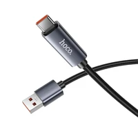 Kabelis USB A uz USB C Hoco 5A ar ekrānu 1 m X112 melns