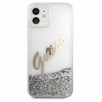 Guess GUHCP12SGLVSSI iPhone 12 mini5,4" sudraba/sudraba maciņš Glitter Vintage Script