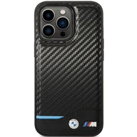 BMW Leather Carbon macins priekš iPhone 13 Pro Max - Melns