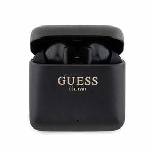 Guess Bluetooth austiņas GUTWSSU20ALEGK TWS + uzlādes stacija melnas ar drukātu logotipu