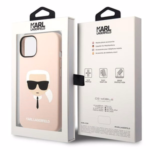 Karl Lagerfeld KLHCP14MSLKHLP iPhone 14 Plus 6.7 "cietais viedtālruņa apvalks rozā / rozā silikona Karl's Head