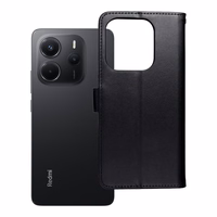MEZZO grāmatas tipa viedtālruņa apvalks XIAOMI Redmi Note 14 4G (GLOBAL - 164,84mm x 78,15mm x 8,16mm) ar lācīti, melns