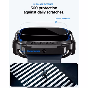 Spigen Rugged Armor Case + 9H Tempered Glass for Apple Watch Ultra 49mm - Matte Black