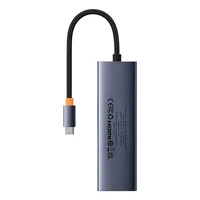 6in1 Hub Baseus UltraJoy USB-C uz HDMI4K@30Hz1+3xUSB 3.0+PD+RJ45 (kosmiskais pelēks)