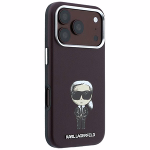 KARL LAGERFELD maciņš IPHONE 18 Pro Max/ 17 Pro Max saderīgs ar MagSafe (Smooth Ikonik Sketch) (krāsa: bordo)
