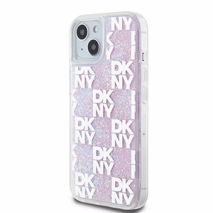 DKNY šķidrā spīduma vairāku logotipu viedtālruņa apvalks iPhone 15 / 14 / 13 - rozā