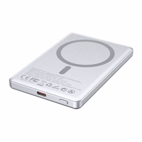 BWOO aluminium magnetic portatīvais lādētājs P75 PD 20W 5000 mAh with digital display and USB-C port sudraba