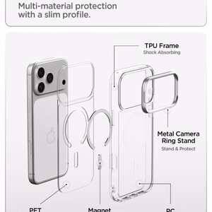 Spigen Ultra Hybrid Optik S MagSafe maciņš iPhone 18 Pro Max / 17 Pro Max, caurspīdīgs sudrabains