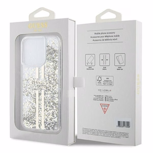 Guess Liquid Glitter Gold Stripes viedtālruņa apvalks iPhone 15 Pro - caurspīdīgs
