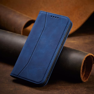 Magnet Fancy Case viedtālruņa apvalks iPhone 14 Pro Max ar flip vāciņu, maku funkciju un statīvu - zilas krāsas