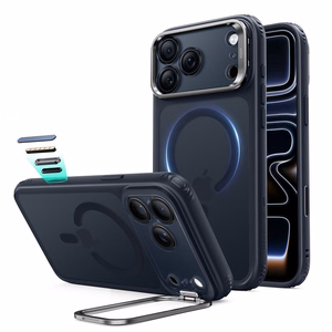 ESR Classic Hybrid MagSafe maciņš ar statīvu iPhone 18 Pro / 17 Pro, tumši zils