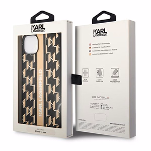 Karl Lagerfeld KLHCP14MPGKLSKW iPhone 14 Plus 6.7 "cietais apvalks brūns / brūns Monogrammas Svītra