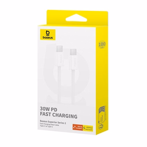 Baseus Superior Series 2 Ātra uzlāde Datu kabelis Type-C uz Type-C 30W 1m Balts