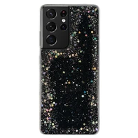 Spīdīgs skaidrs viedtālruņa apvalks Samsung Galaxy S21 Ultra melns