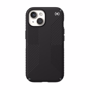 Speck Presidio2 Grip MagSafe vāciņš ierīcei iPhone 17e / 16e / 15 / 14 / 13, melns ar slānekļpelēkām detaļām