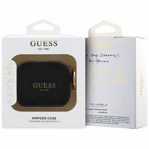 Guess Silikona Glitter Ring Maciņš for AirPods Pro 3 - melns