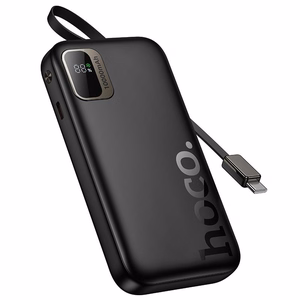Portatīvais lādētājs Hoco 10000 mAh QC PD 20W ar izvelkamu USB C kabeli Q51 melns