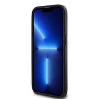 DKNY Ādas rūtainais magnētiskais apvalks iPhone 13 Pro Max - melns