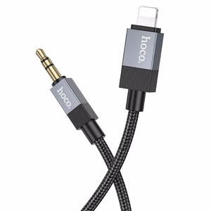 AUX kabelis Jack 3,5 mm (tēviņš) uz Lightning (tēviņš) Hoco 1 m UPA32A melns
