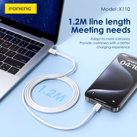 Foneng Kabelis X110 - Type-C uz Type-C - PD 60W 3A 1,2 m balts