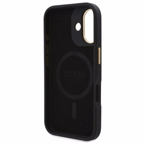 Guess 4G Logotipa plāksne Magnētiskais viedtālruņa apvalks iPhone 16 Plus - melns