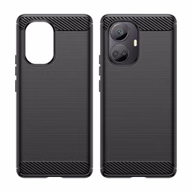 Carbon Case viedtālruņa apvalks Realme 10 Pro+ elastīgs silikona oglekļa pārklājums melns