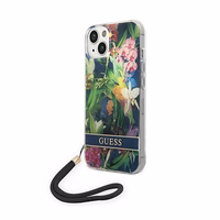 Guess GUOHCP14SHFLSB iPhone 14 6.1 "zils/zils cietais apvalks Ziedu siksna