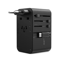 Ceļojumu adapteris Choetech PD5022 70W EU/US/AUS/UK ar iebūvētu USB-C kabeli (melns)