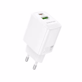Borofone sienas lādētājs BN29 Fuente - USB + Type C - QC 3.0 PD 30W balts